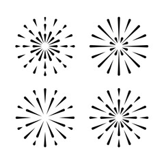 Obraz premium Fireworks explosion. Starbust icons. Vector illustration