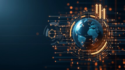 Global data visualization digital world infographic technology abstract trend analysis