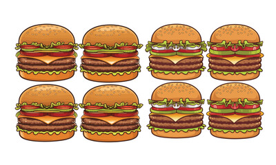 burger set vector