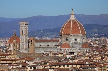 Obraz premium Cathedral of Florence in ITALY and the famous Bell Tower of Giotto Artist