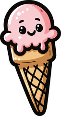 Cartoon ice cream cone with a happy face