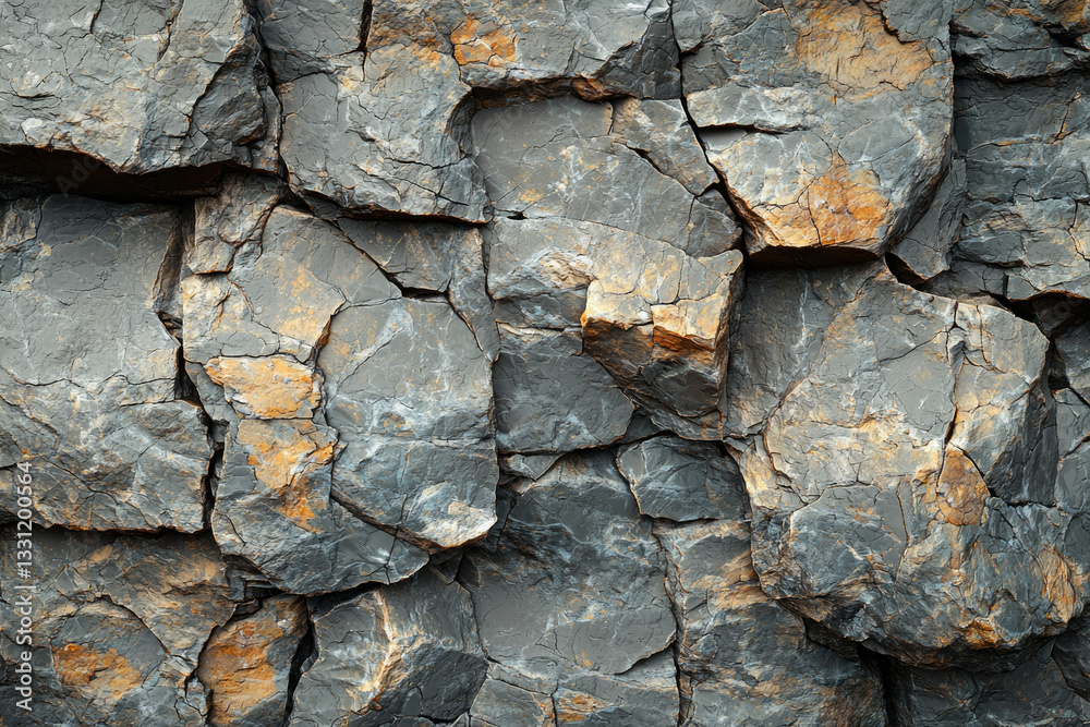 Poster A close-up view of a rugged rock formation, showcasing its texture and color variations.