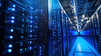 Computational Biology, Massive supercomputer processing data in high tech server room