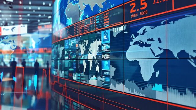 Global vernetztes Businesszentrum mit digitalen Datenstr&ouml;men