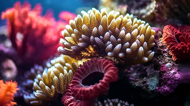 Farbenpr&auml;chtige Korallen unter Wasser in der Tiefsee