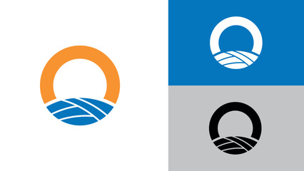Sun and ocean wave logo concept