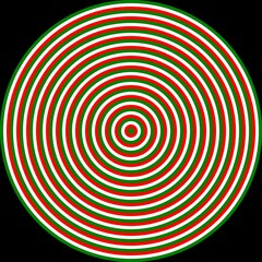 Naklejka premium 40 concentric circles equal thickness in alternating Green white and Red colors