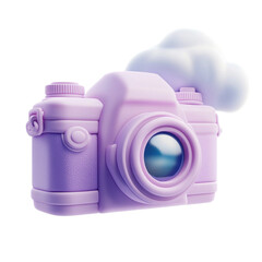 Lavender camera in the clouds digital art photography concept