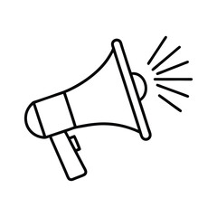 Electric megaphone with sound or marketing advertising line art vector icon for apps and websites