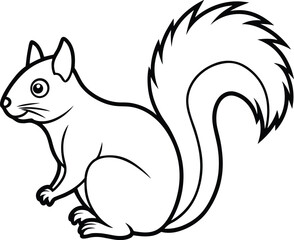 Adorable Squirrel Line Art - Cute Woodland Animal Illustration for Autumn & Fall Decor