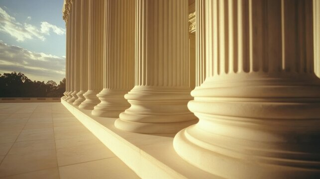 Classical columns, government building, sunlight,  exterior architecture, photo