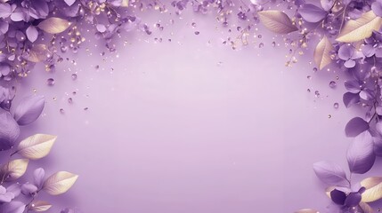 Elegant Lavender Floral Frame Gold Leaves Design soft card image flyer vogue