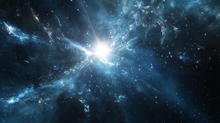 space background with stars and bright light