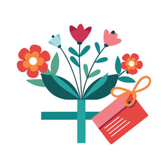 shopping bags with flowers