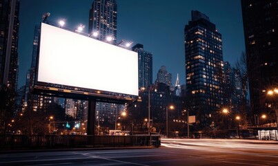 Blank billboard at night in a city (1)