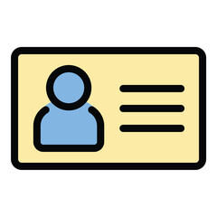 Visiting card icon in flat line style representing professional identity networking and business contacts ideal for corporate branding personal introduction and communication concepts.