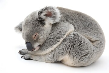 Obraz premium koala sleeping isolated on white background