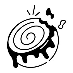 A hand drawn style icon of sweet cinnamon roll 
