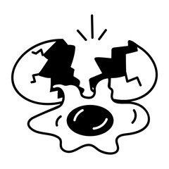 A hand drawn style icon of craked egg 
