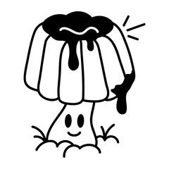 A hand drawn icon of sweet jelly with a smiley face 
