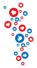 Like and love reaction. Bubble like and love reaction