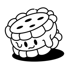A hand drawn icon of sweet marshmallow cookie 
