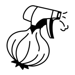 A hand drawn style icon of an onion spray 