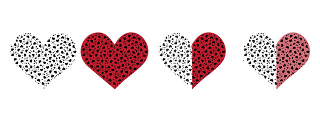 Creative Vector Heart Designs with Paw Print Patterns  Unique Valentine's Day & Pet Themes.