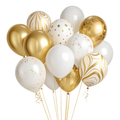 elegant gold and white balloons celebration isolated on white background png