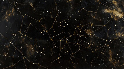 Fototapeta premium Golden constellations on dark cosmic background.