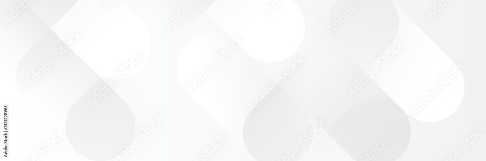 Wall mural abstract white geometric banner design background.