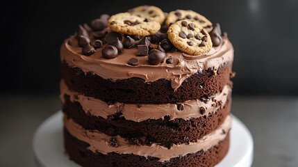 chocolate cake with cookie topping