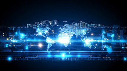Global network connection digital world map.