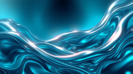  A reflective liquid metal background with smooth, flowing waves in silver, chrome, and iridescent hues. Futuristic and elegant, Created with generative AI.