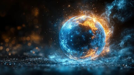 Obraz premium Fiery, icy celestial sphere