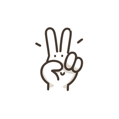 Fototapeta premium Friendly hand gesture showing a peace sign, conveying positivity and friendliness in a cheerful design