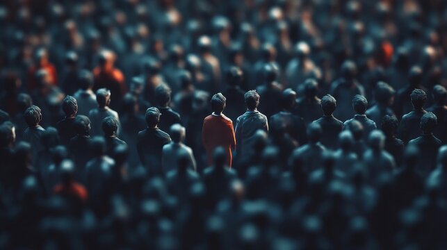 Fake accounts in tiny persons concept. Artificial intelligence automation method to gain followers, popularize opinion, propaganda and impact social thought 