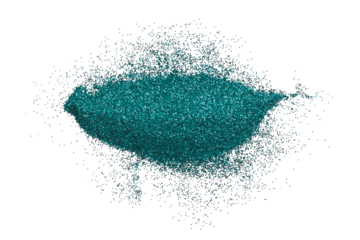 Green glitter powder isolated on transparent background