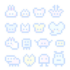 ピクセルアートな動物ドット絵キャラクターセット★PNG