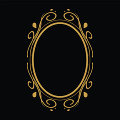 Gold round border and frame decorative element art