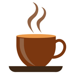 coffee cup with steam isolated on white background