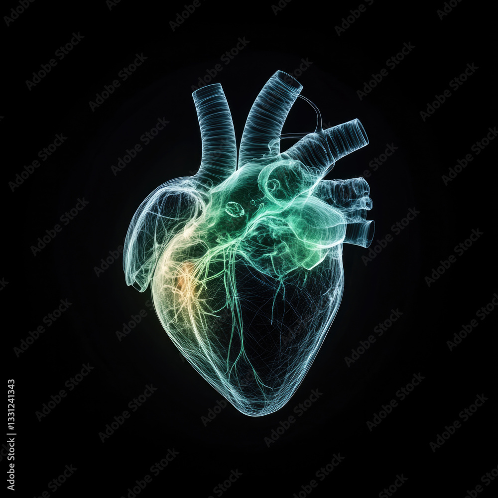 Poster X ray image of heart showcasing intricate details and structures, highlighting its unique anatomy and function