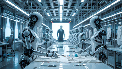 AI Robots in Clothing Factory 