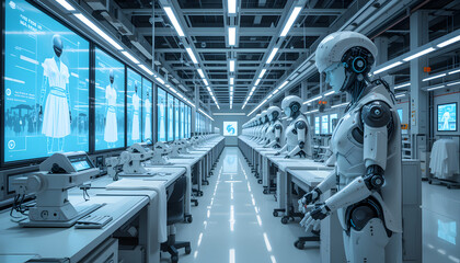AI Robots in Clothing Factory 