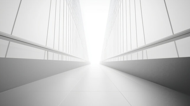 Futuristic minimalist bridge with light-filled perspective - Powered by Adobe