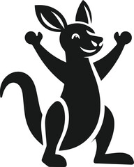 Happy kangaroo standing upright with arms raised vector silhouette