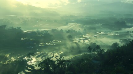 A peaceful Zen garden with a koi pond, wooden bridges, and blooming lotus flowers