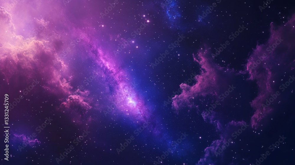 Wall mural galaxy background, with stars and colorful nebula clouds. outer space astronomy image showing an int