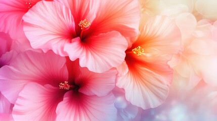 Vibrant hibiscus blooms tropical garden floral photography soft focus natural beauty