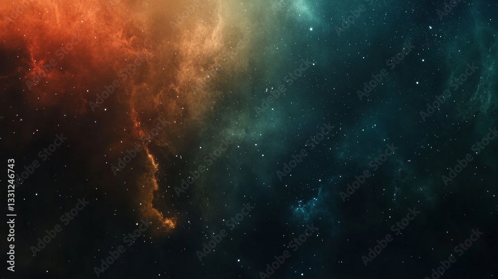 Wall mural galaxy background, with stars and colorful nebula clouds. outer space astronomy image showing an int